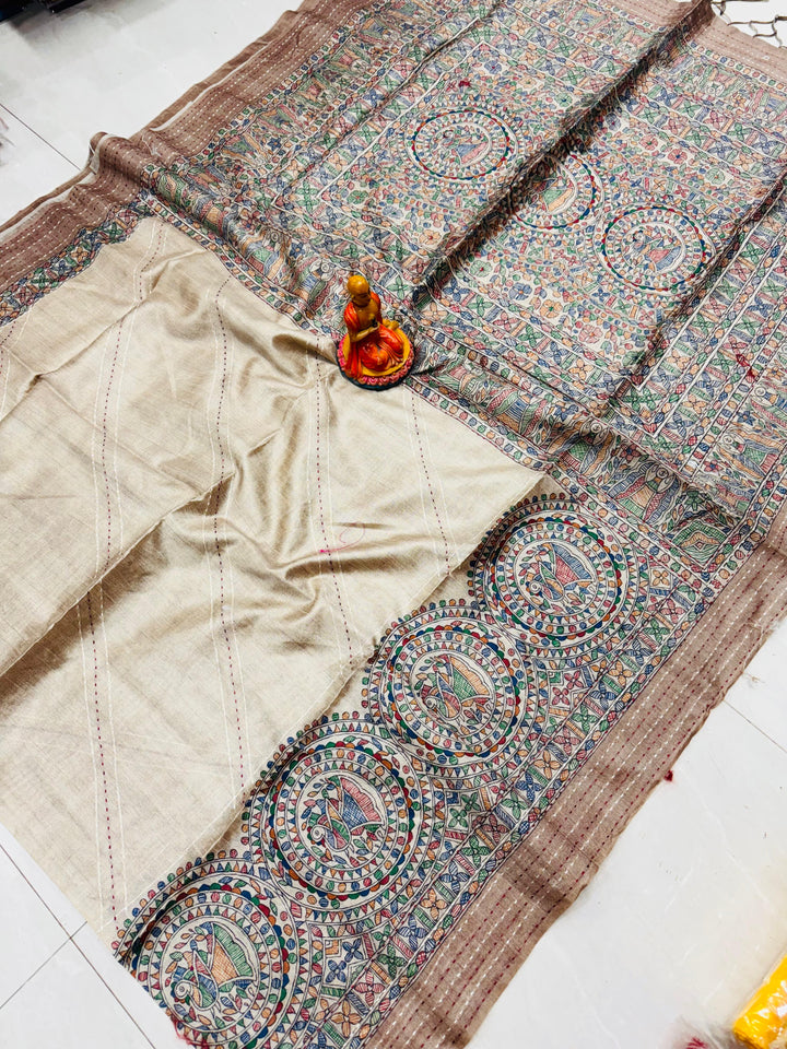 Madhubani Mohona Exclusive Katha Tassar Saree