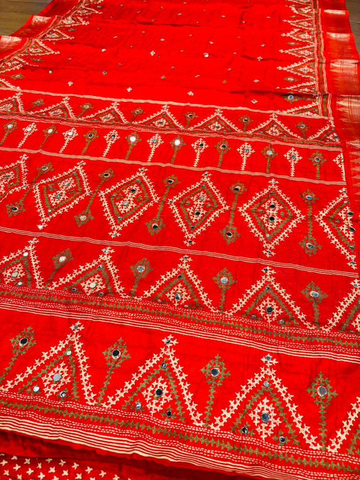 Neelkantha Heritage Semi Matka Silk Gujarati Print Saree