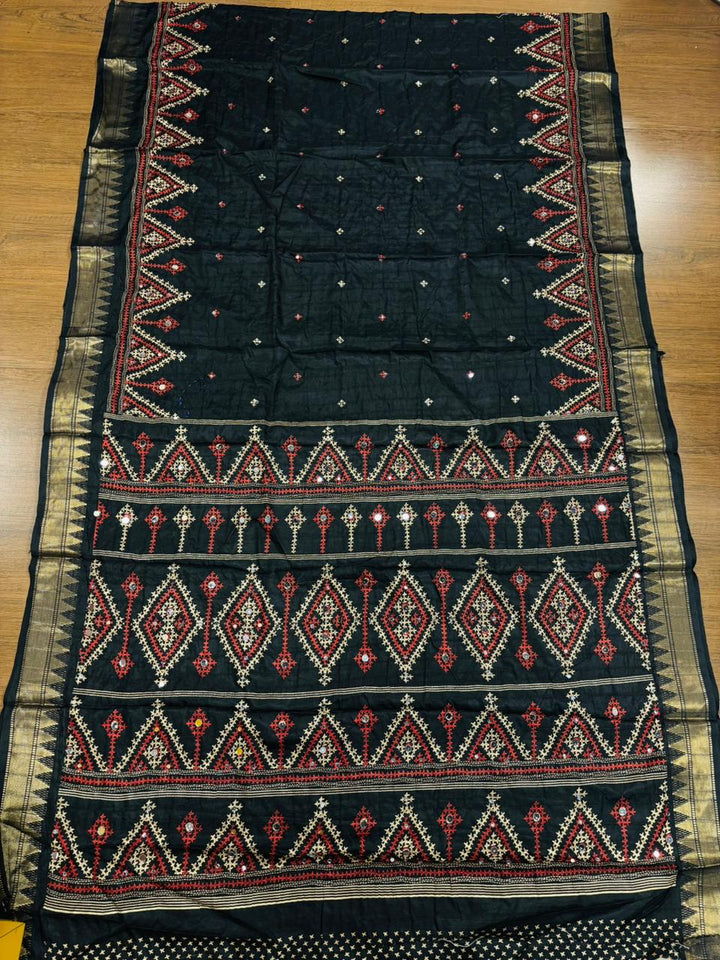 Neelkantha Heritage Semi Matka Silk Gujarati Print Saree
