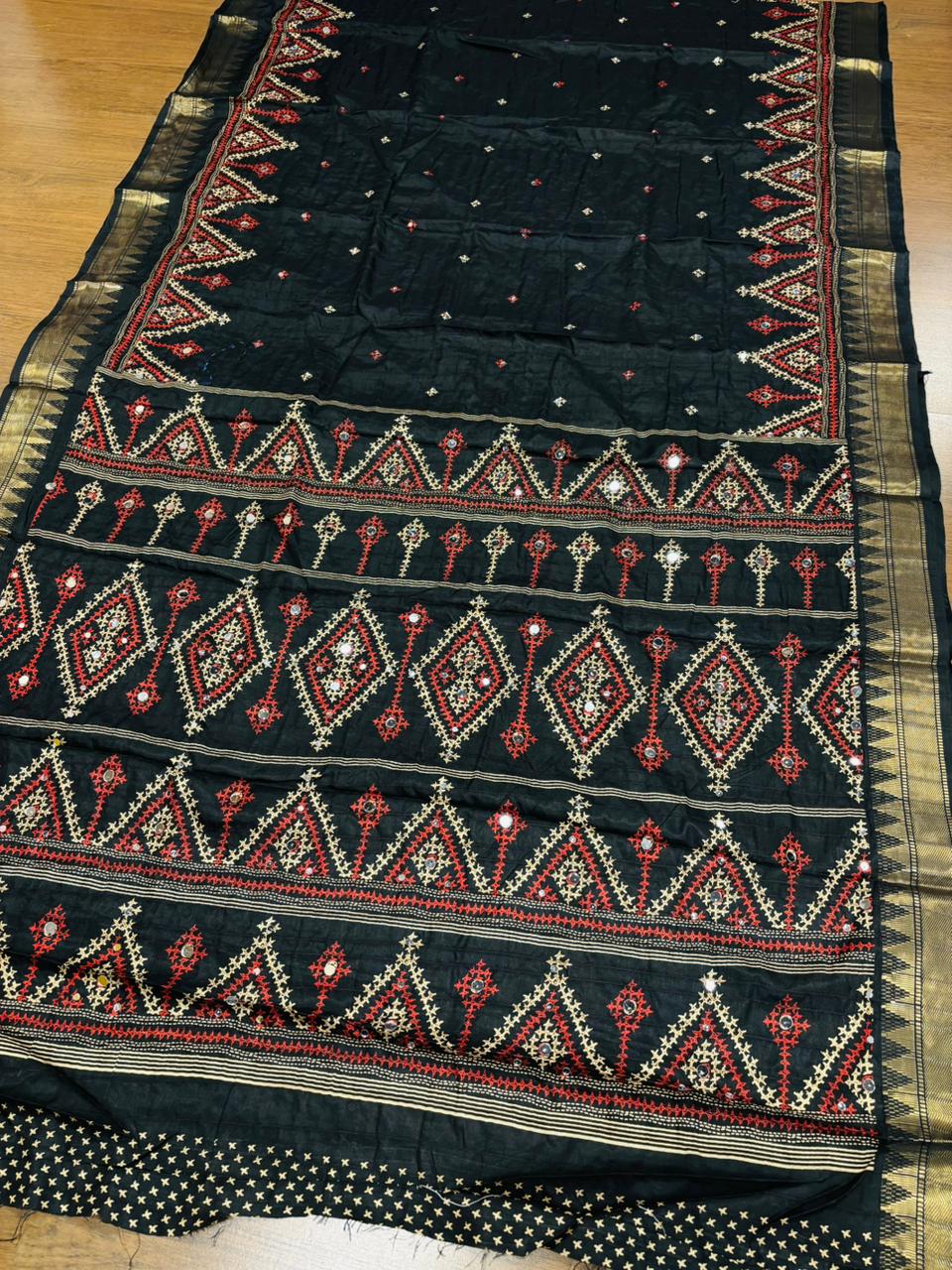 Neelkantha Heritage Semi Matka Silk Gujarati Print Saree