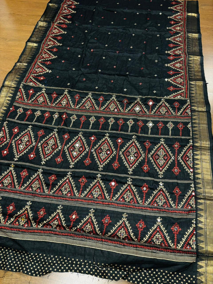 Neelkantha Heritage Semi Matka Silk Gujarati Print Saree