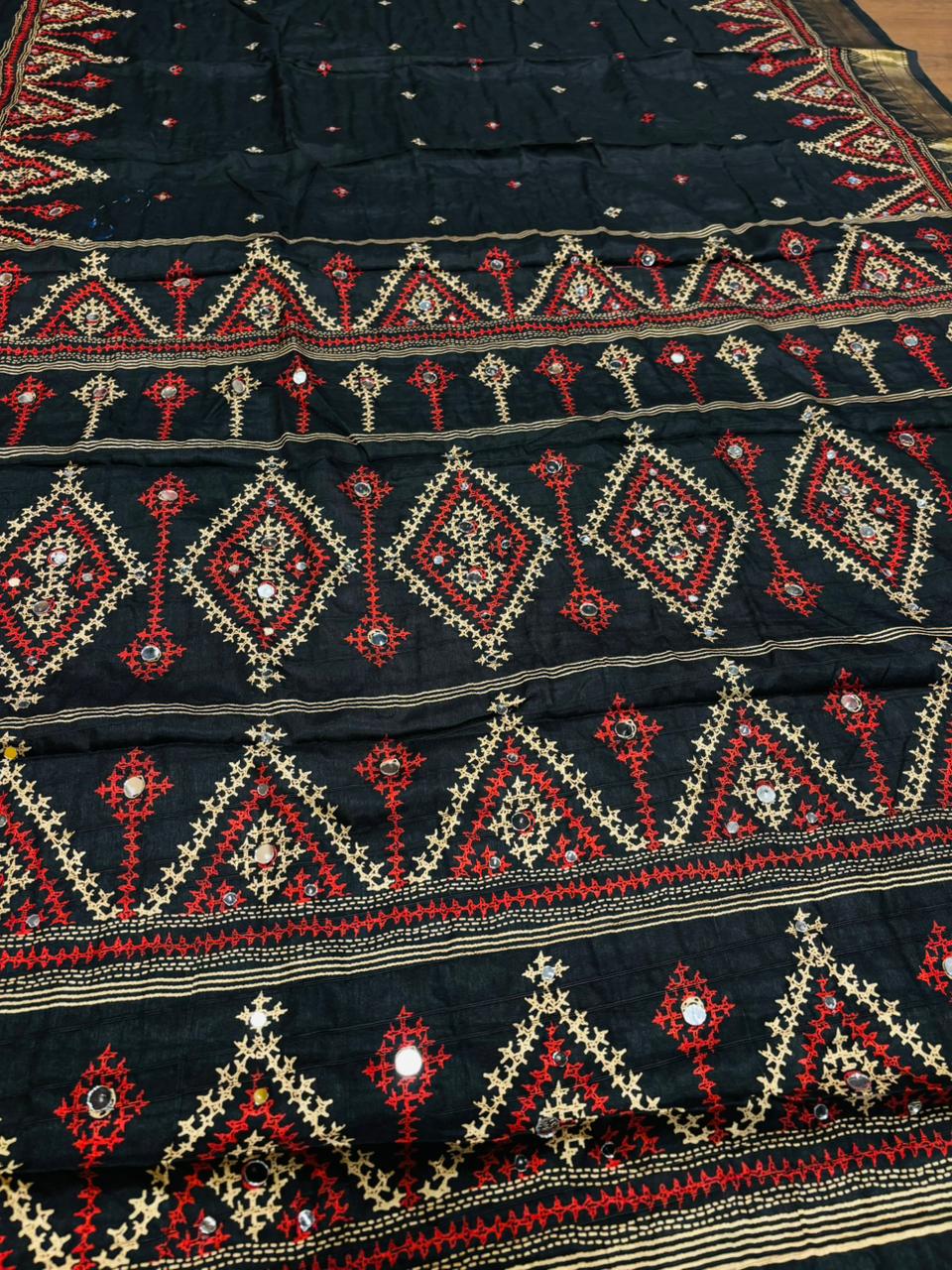 Neelkantha Heritage Semi Matka Silk Gujarati Print Saree