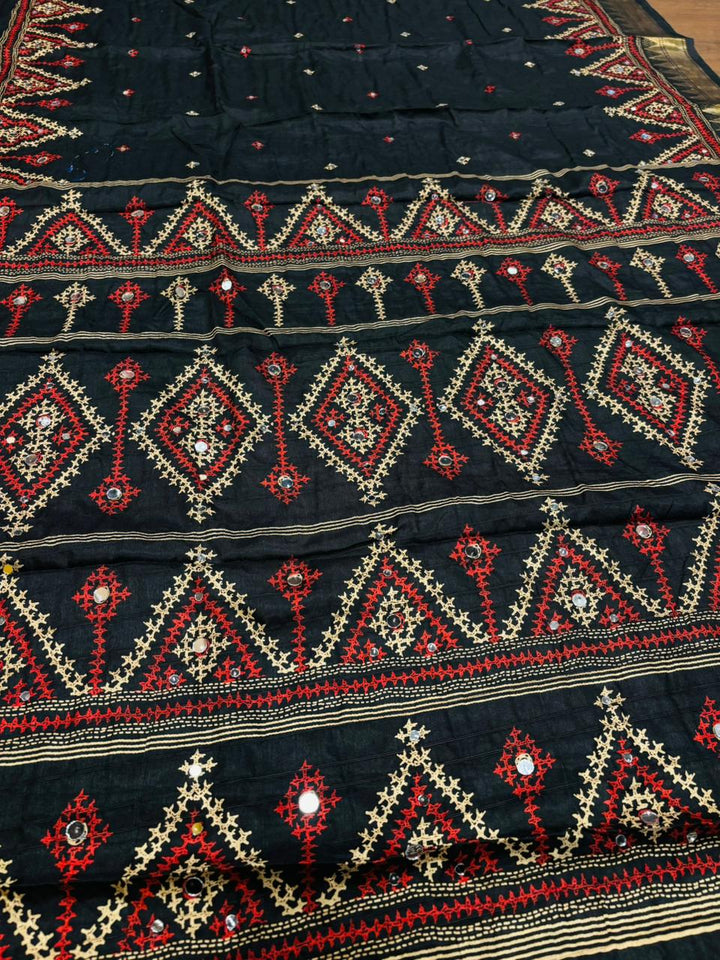 Neelkantha Heritage Semi Matka Silk Gujarati Print Saree