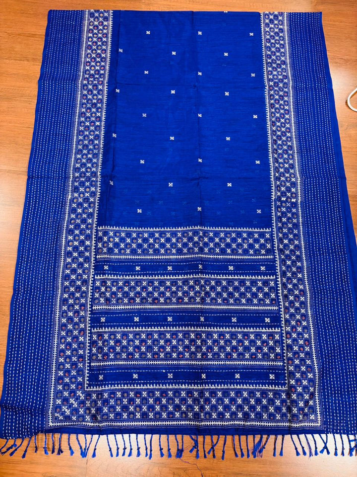 Ruprekha Semi Matka Silk Gujarati Print Kantha Border Saree