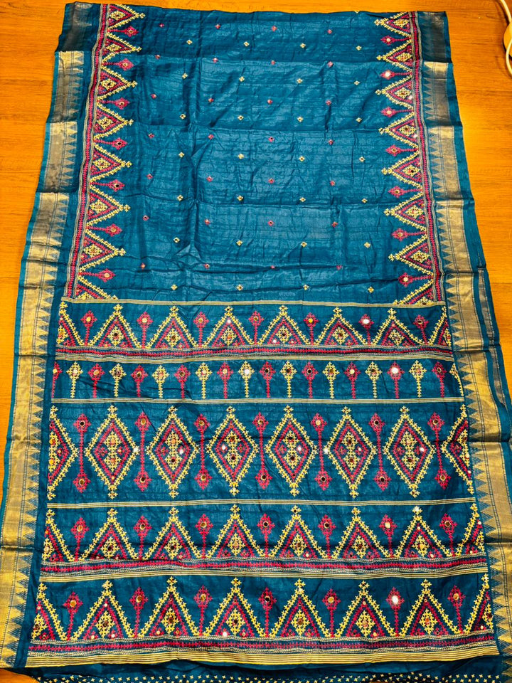 Neelkantha Heritage Semi Matka Silk Gujarati Print Saree