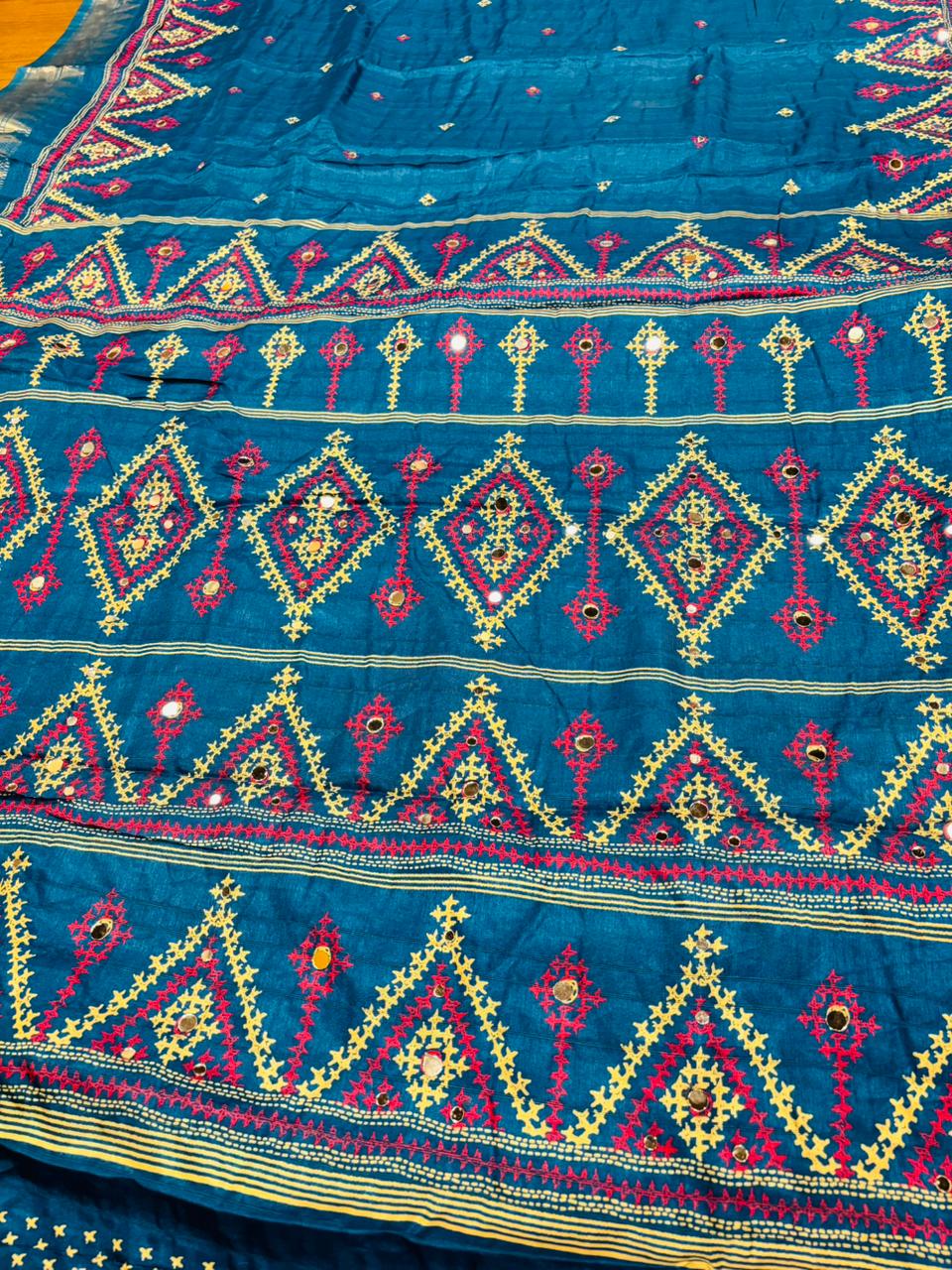 Neelkantha Heritage Semi Matka Silk Gujarati Print Saree