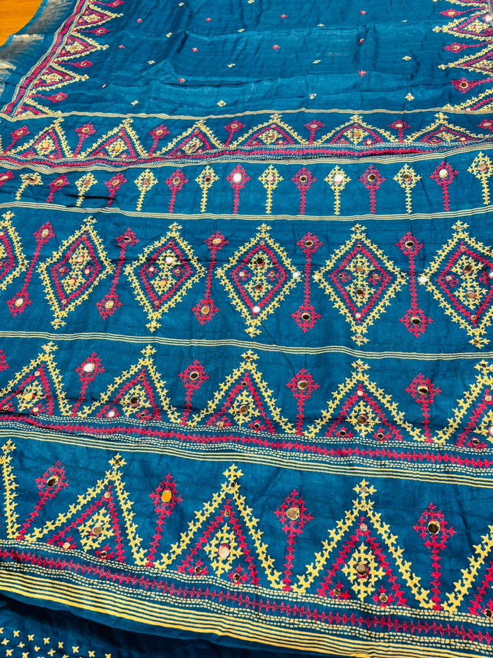 Neelkantha Heritage Semi Matka Silk Gujarati Print Saree