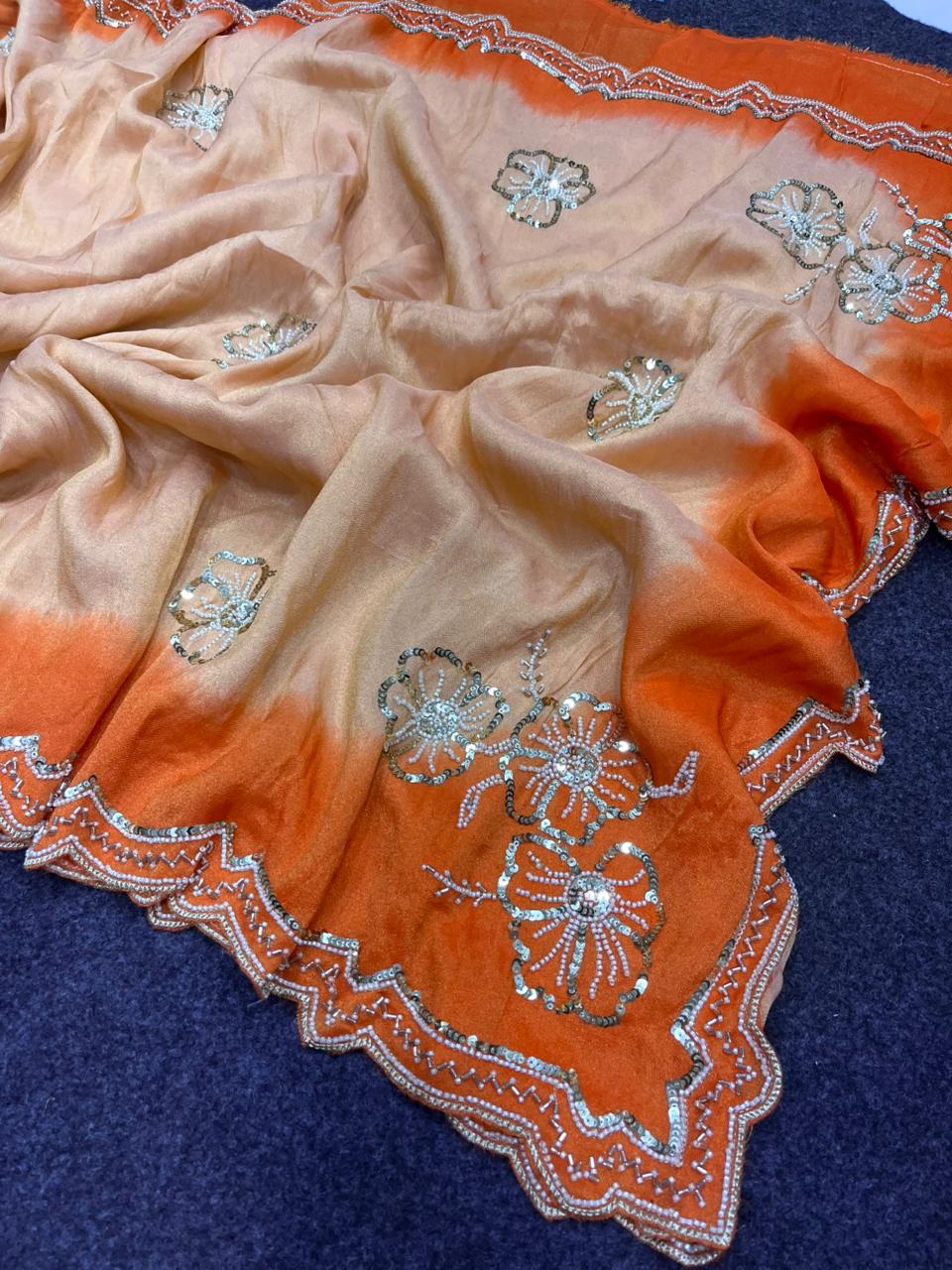 Sunset Ombre Cosmos Fancy Silk Saree
