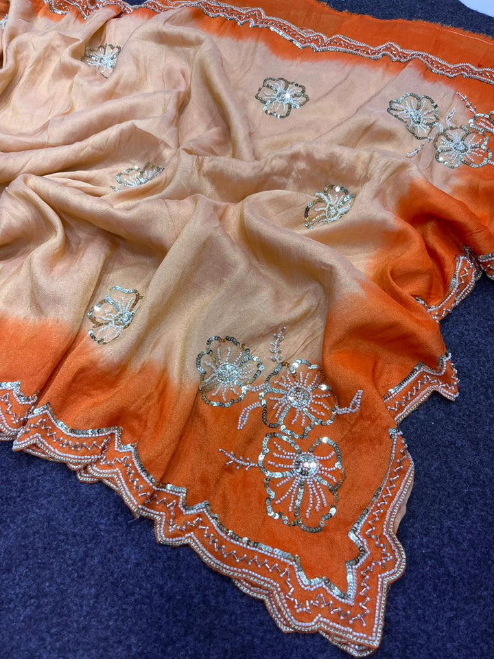 Sunset Ombre Cosmos Fancy Silk Saree