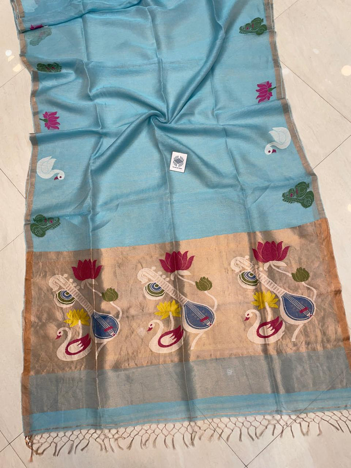Beena Bandana Tissu Paithani Silk Linen Banarasi Saree