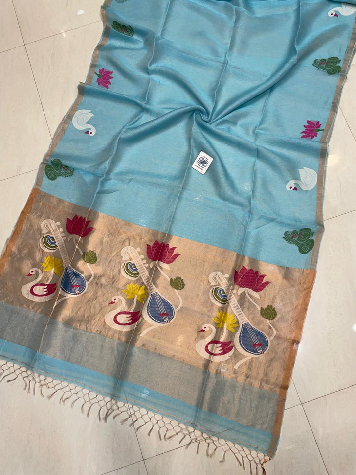 Beena Bandana Tissu Paithani Silk Linen Banarasi Saree
