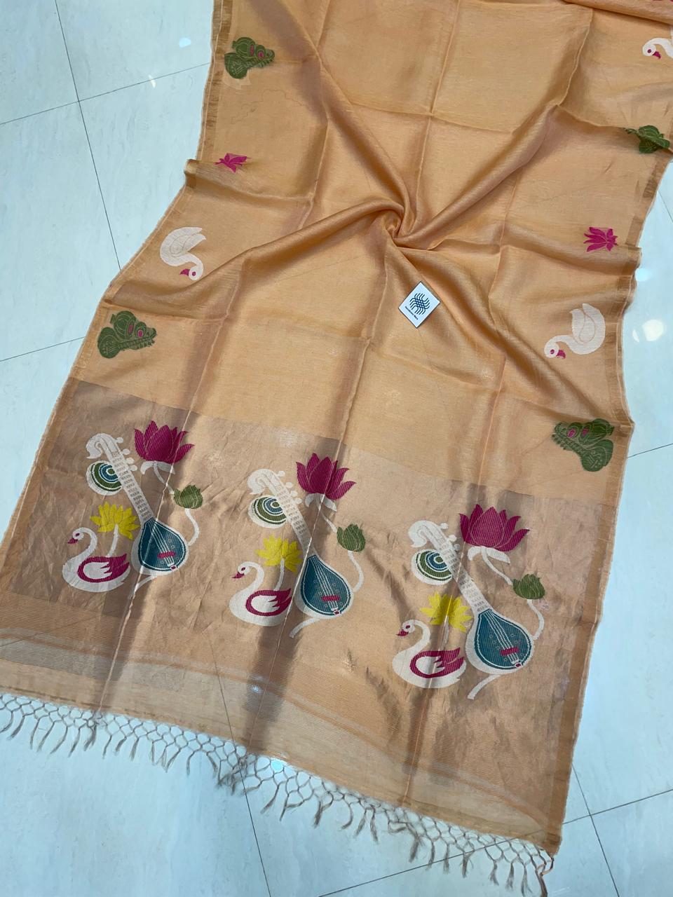 Beena Bandana Tissu Paithani Silk Linen Banarasi Saree