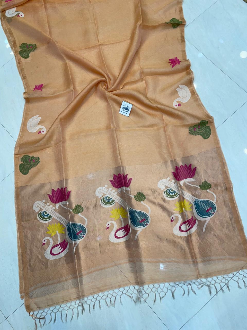 Beena Bandana Tissu Paithani Silk Linen Banarasi Saree