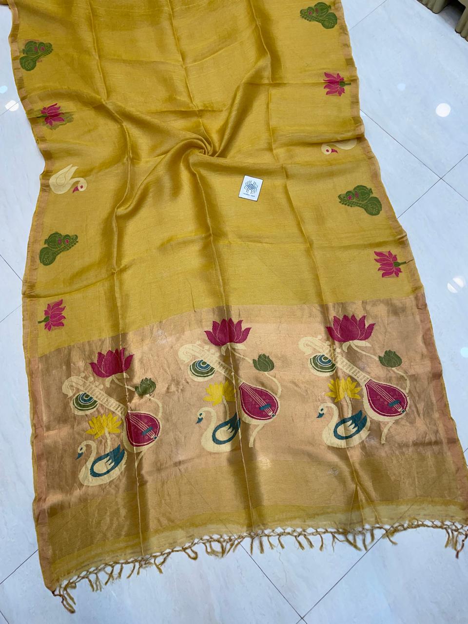 Beena Bandana Tissu Paithani Silk Linen Banarasi Saree