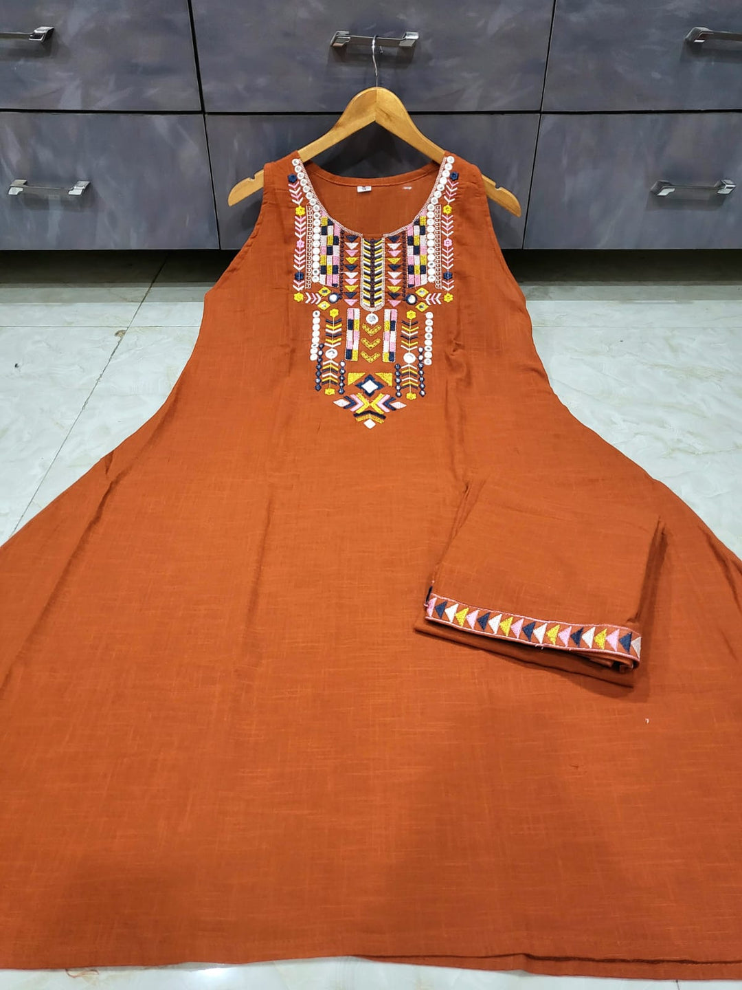 Ocean Bloom Cotton Kurti Set