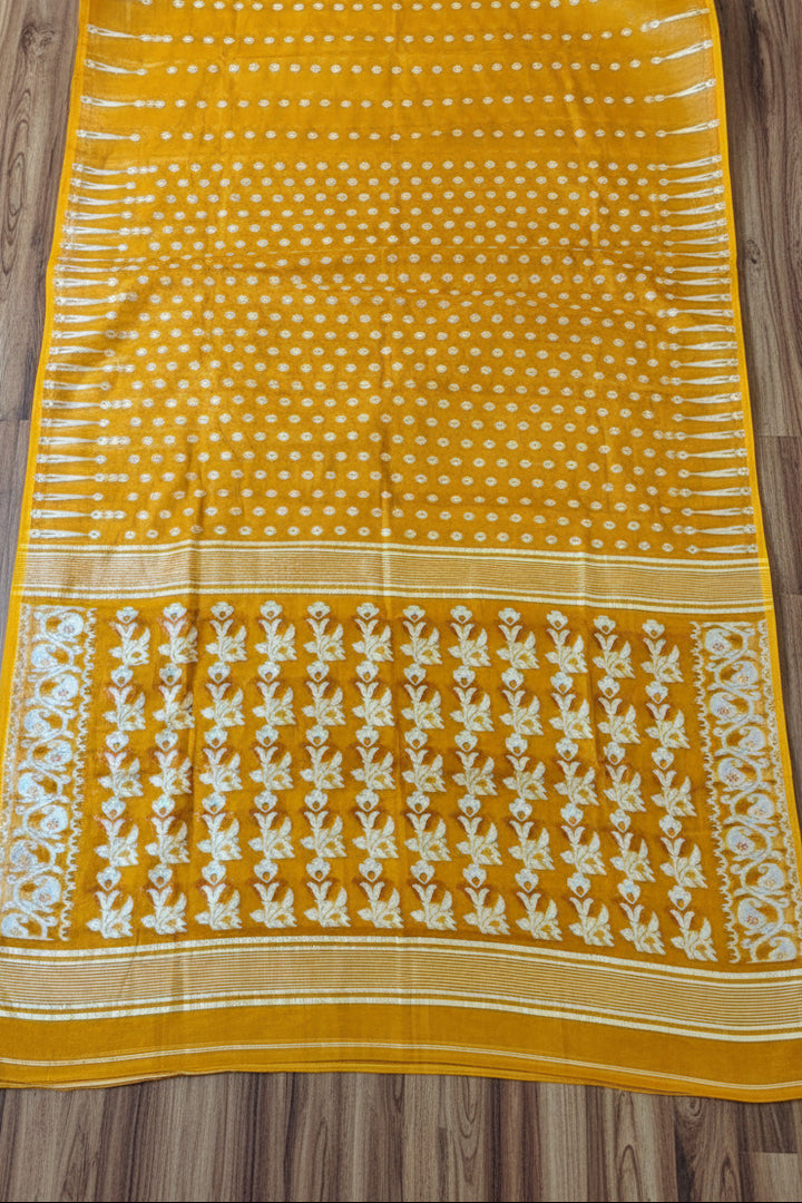 Moner Alo-Bengal Jamdani Saree (Yellow Ochre)