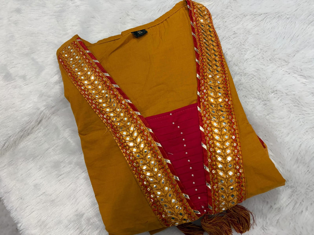 Olive Petals Cotton Kurti Set