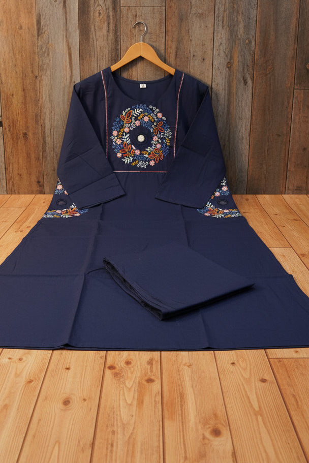 Floral Eclipse Cotton  Kurti Set