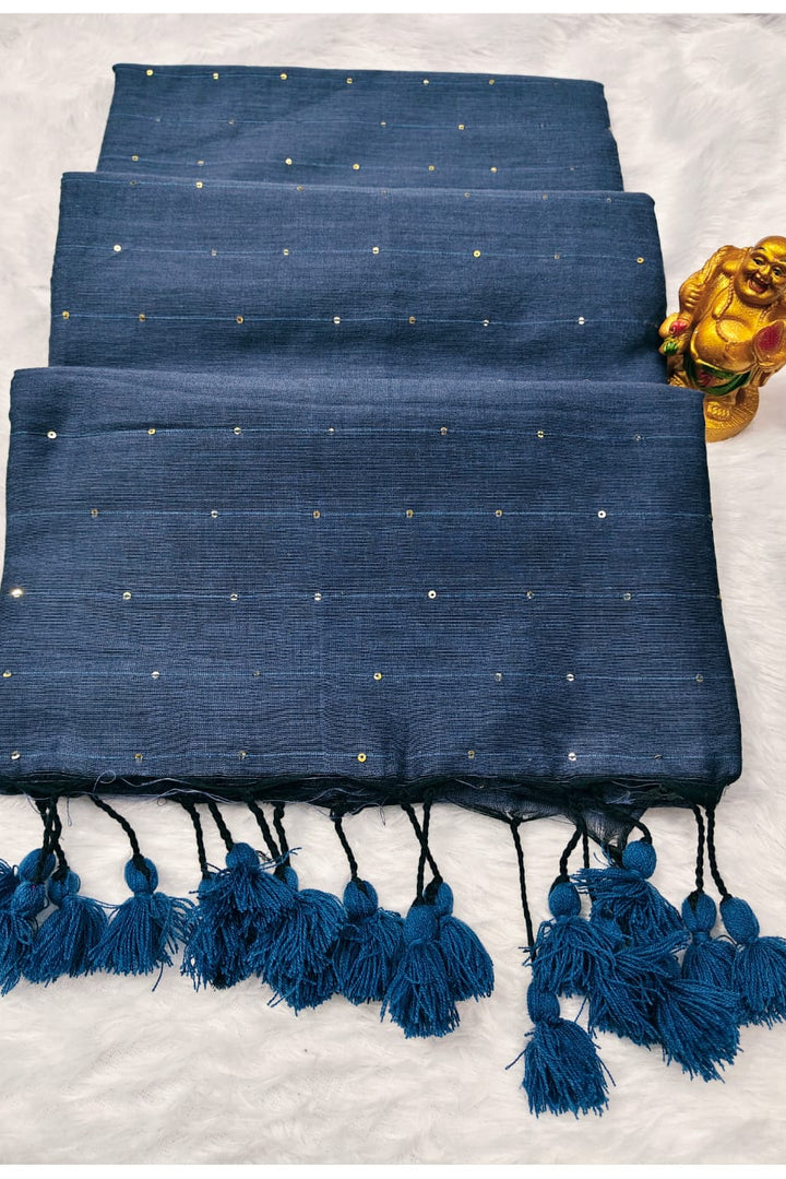 Kumkum Kavya  Khadi Cotton Sequence Saree