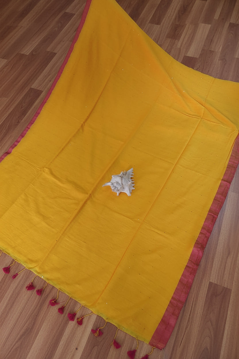 Kumkum Kavya  Khadi Cotton Sequence Saree