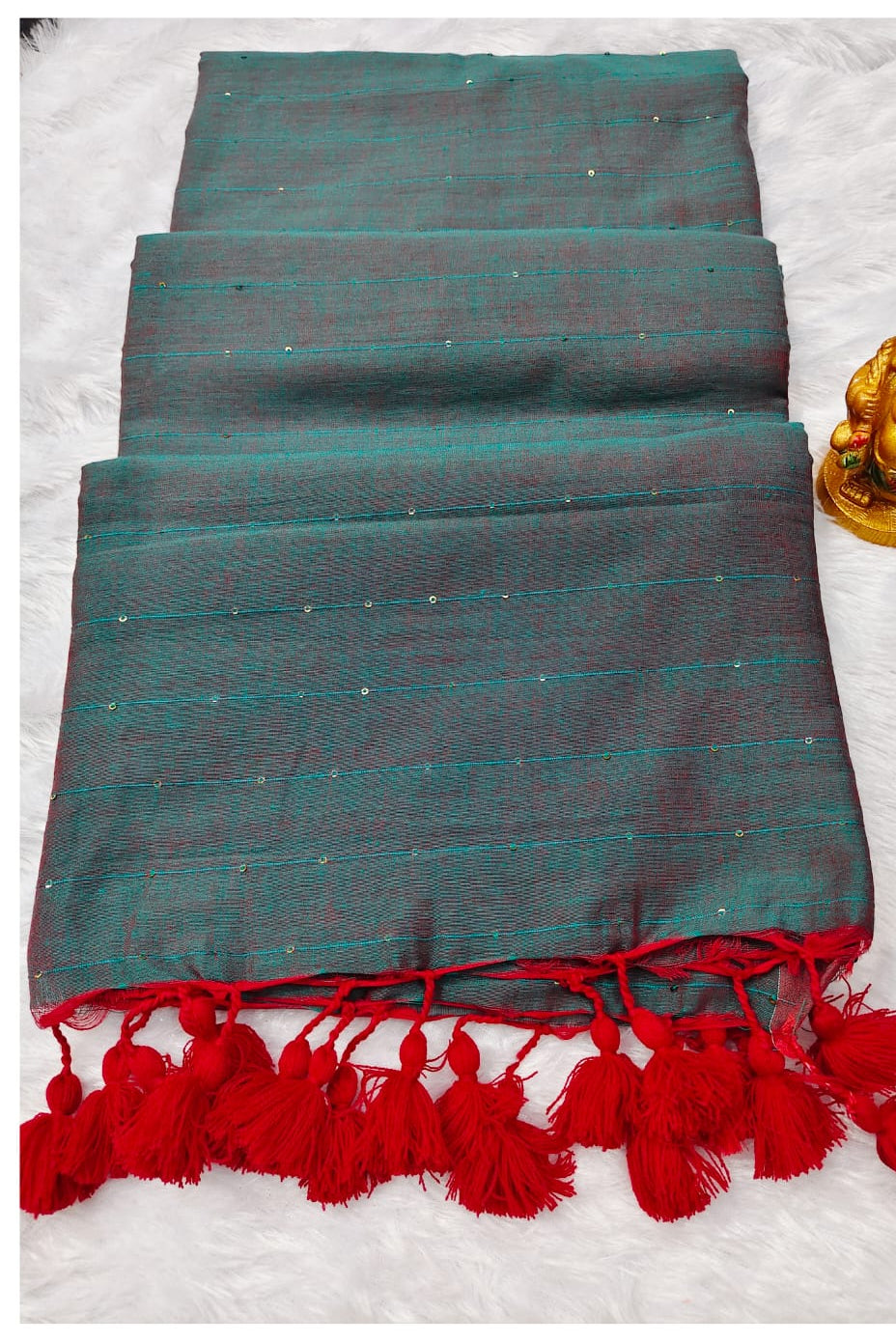 Kumkum Kavya  Khadi Cotton Sequence Saree