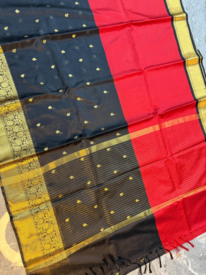 Royal Vermilion Designer Katan Silk Saree