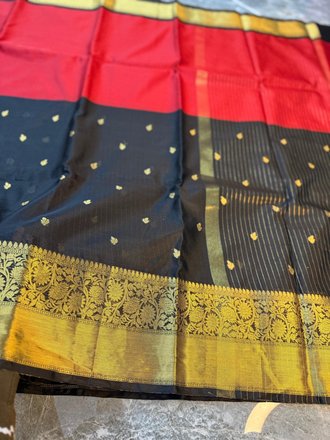 Royal Vermilion Designer Katan Silk Saree