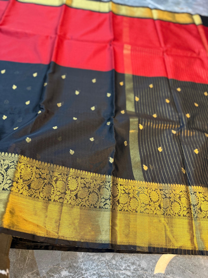Royal Vermilion Designer Katan Silk Saree