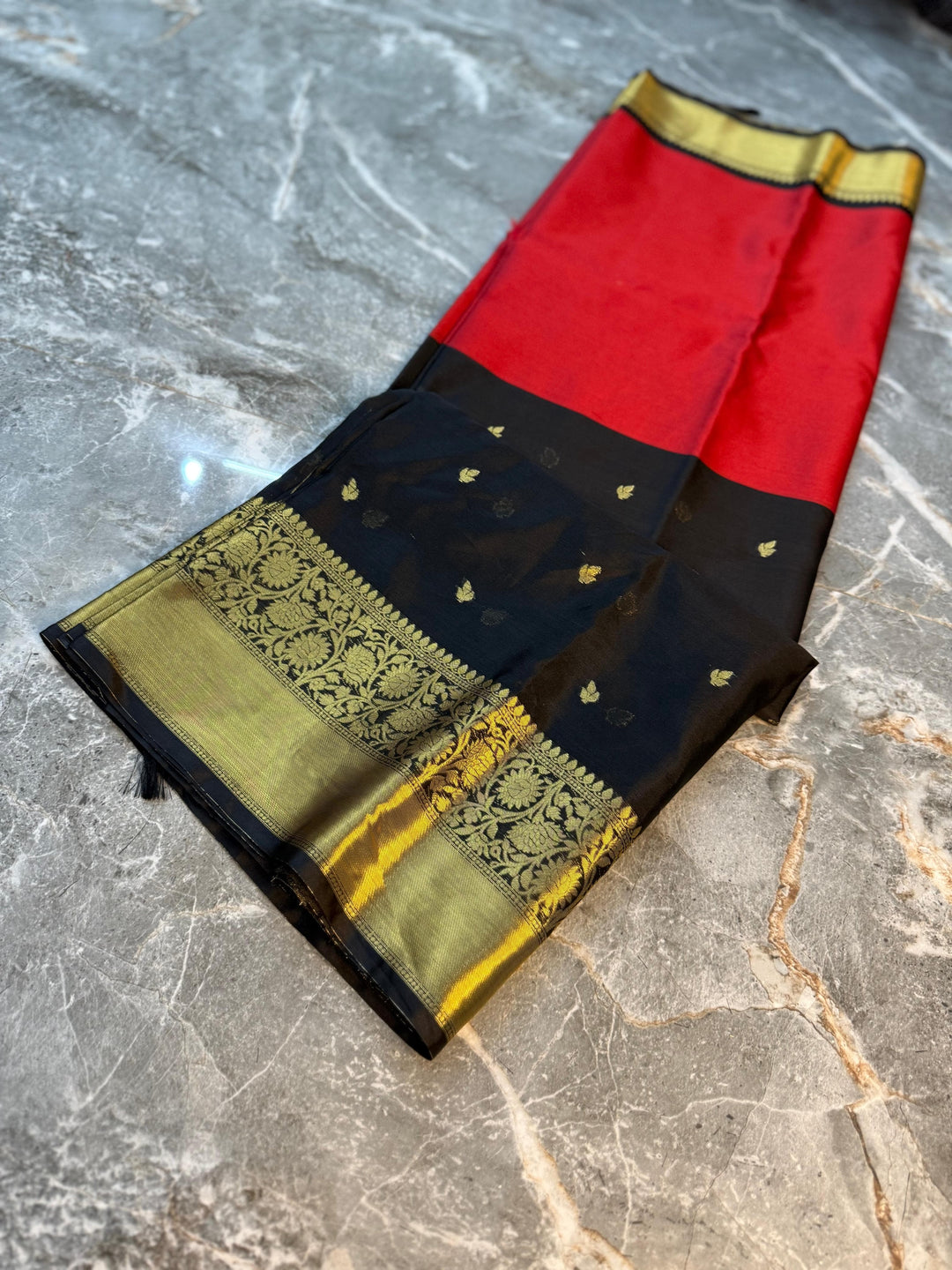 Royal Vermilion Designer Katan Silk Saree