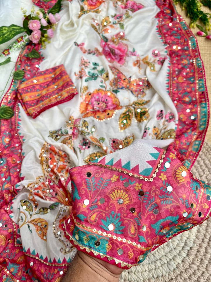 Cosmic Glow Chinnon Silk Saree