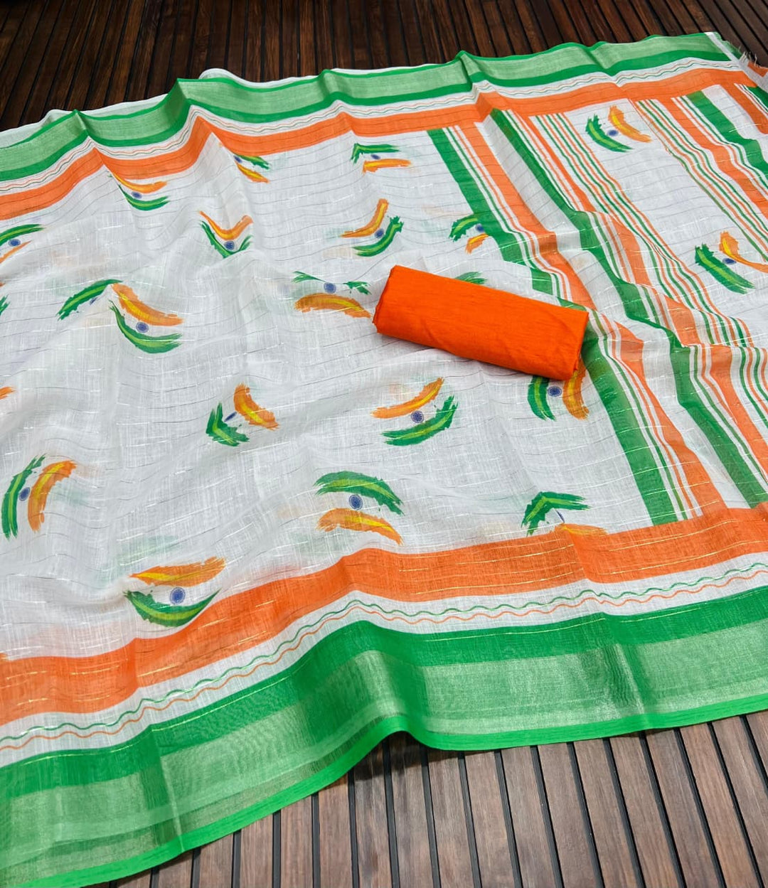 Tiranga Grace Semi Linen Saree (Independence Day Special)