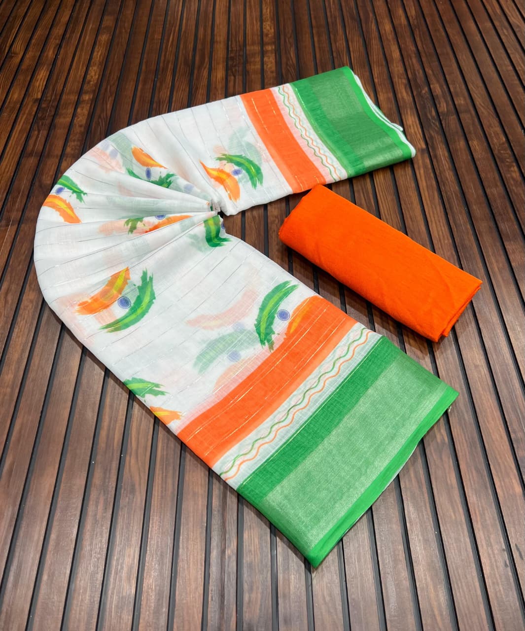 Tiranga Grace Semi Linen Saree (Independence Day Special)