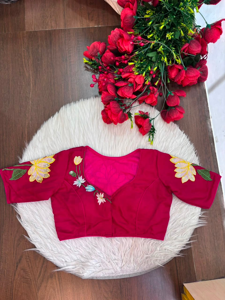 Reflection of Lotus Vichitra Silk Blouse