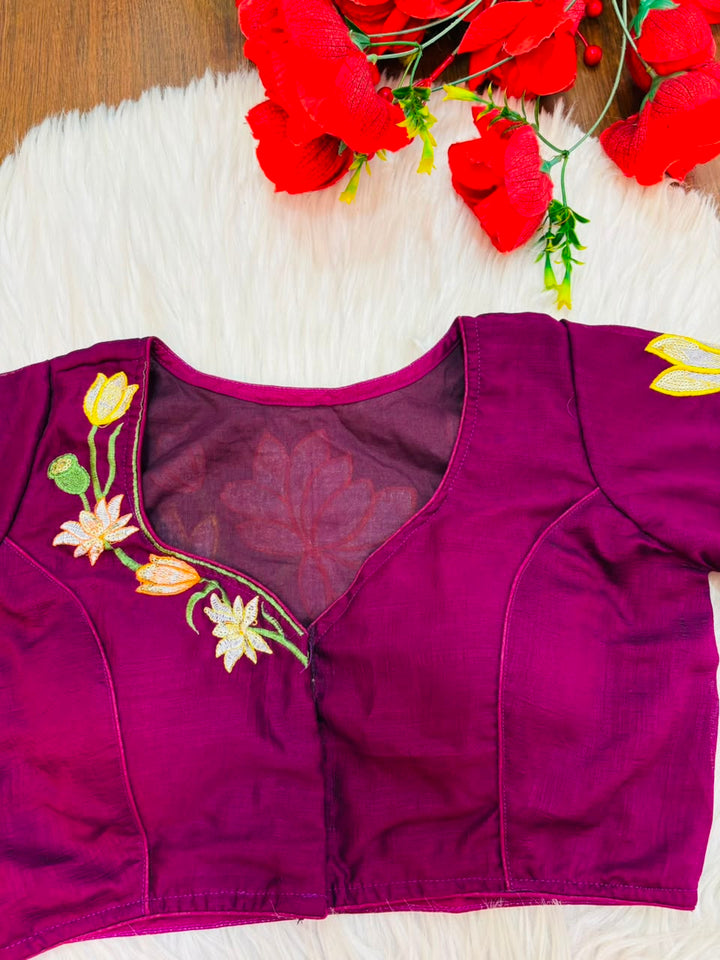 Reflection of Lotus Vichitra Silk Blouse