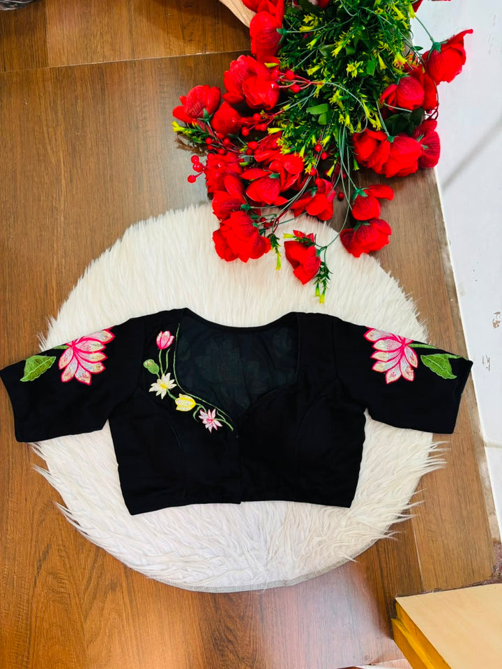 Reflection of Lotus Vichitra Silk Blouse