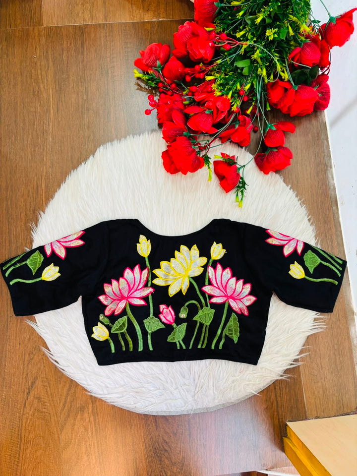 Reflection of Lotus Vichitra Silk Blouse