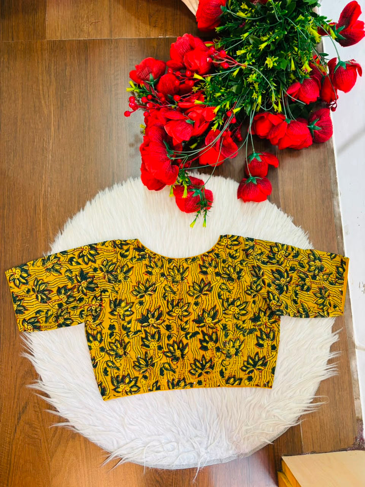Divine Desire Ajrakh Printed Kantha Embroidered Cotton Blouse