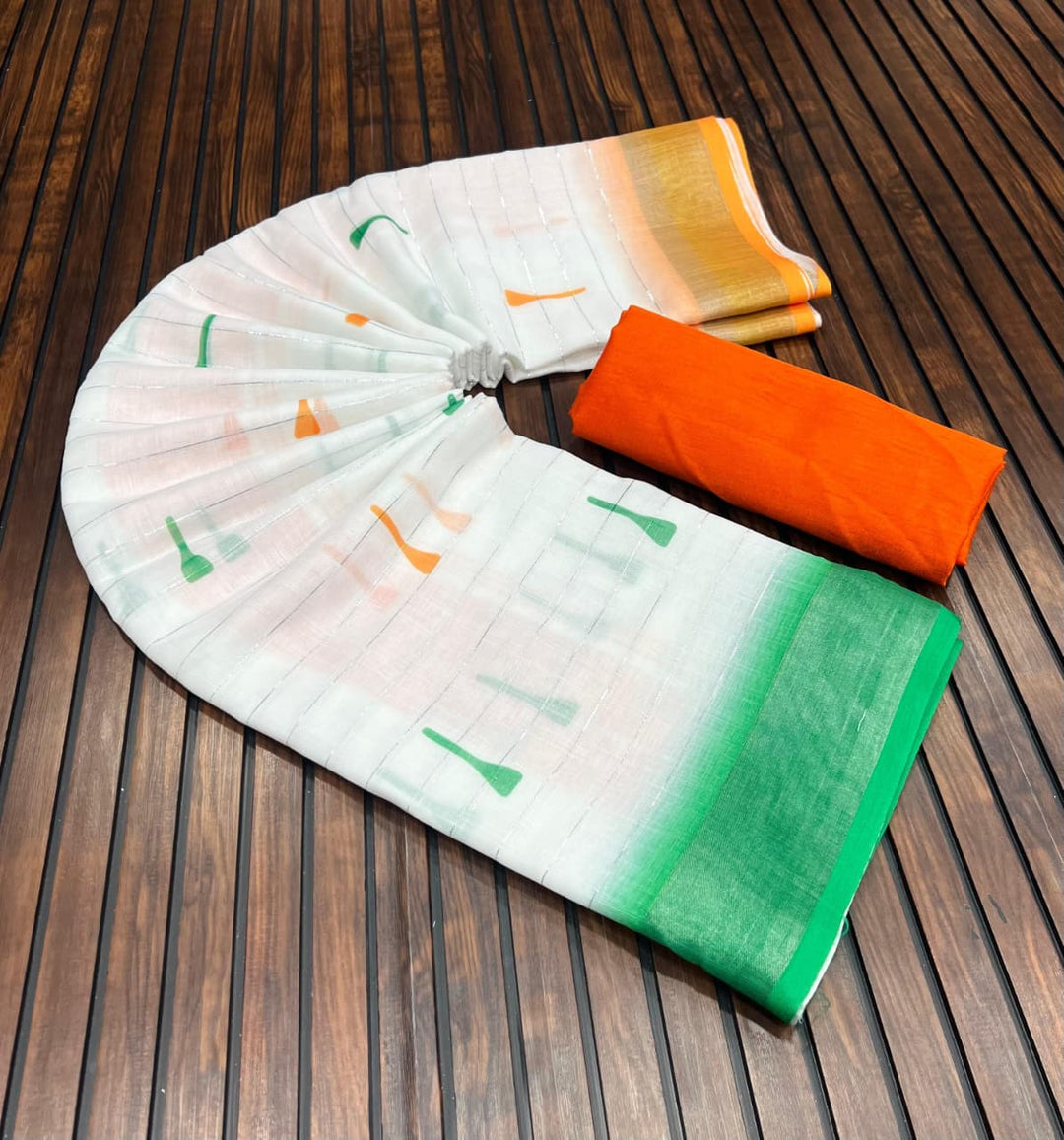 Tiranga Grace Semi Linen Saree (Independence Day Special)