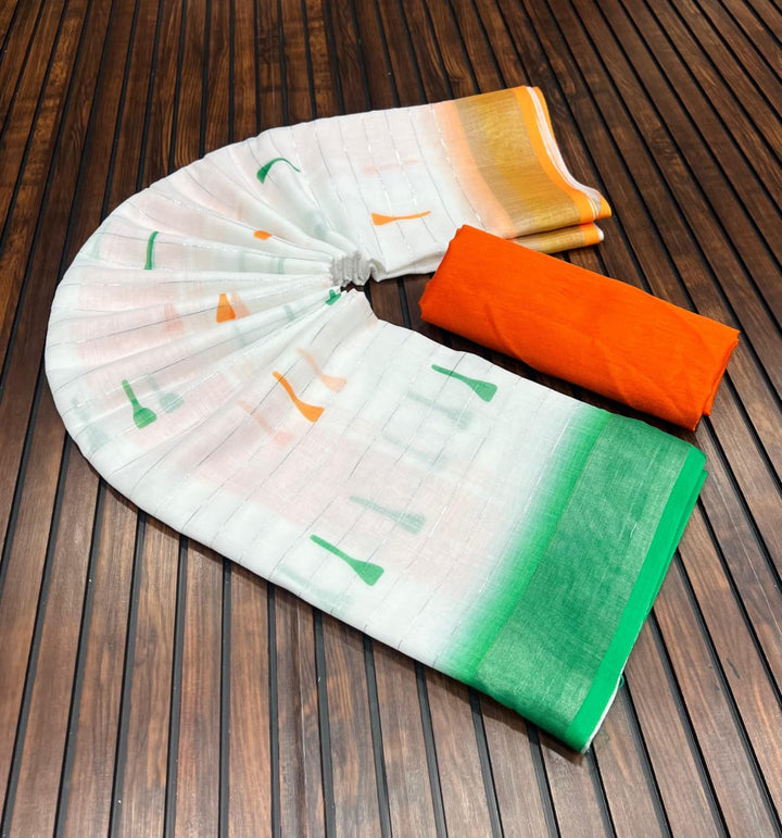 Tiranga Grace Semi Linen Saree (Independence Day Special)