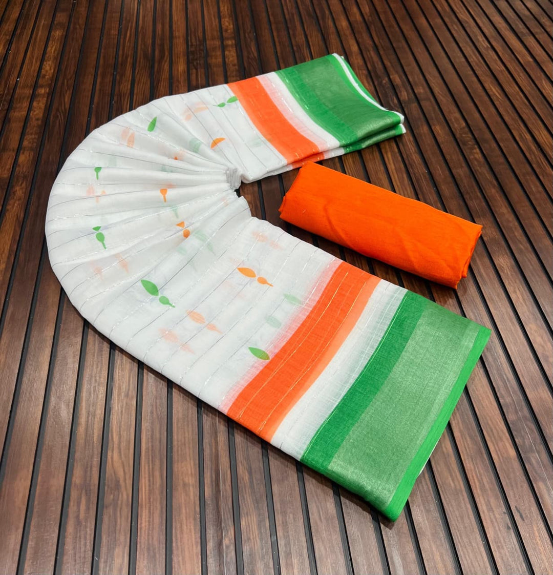 Tiranga Grace Semi Linen Saree (Independence Day Special)