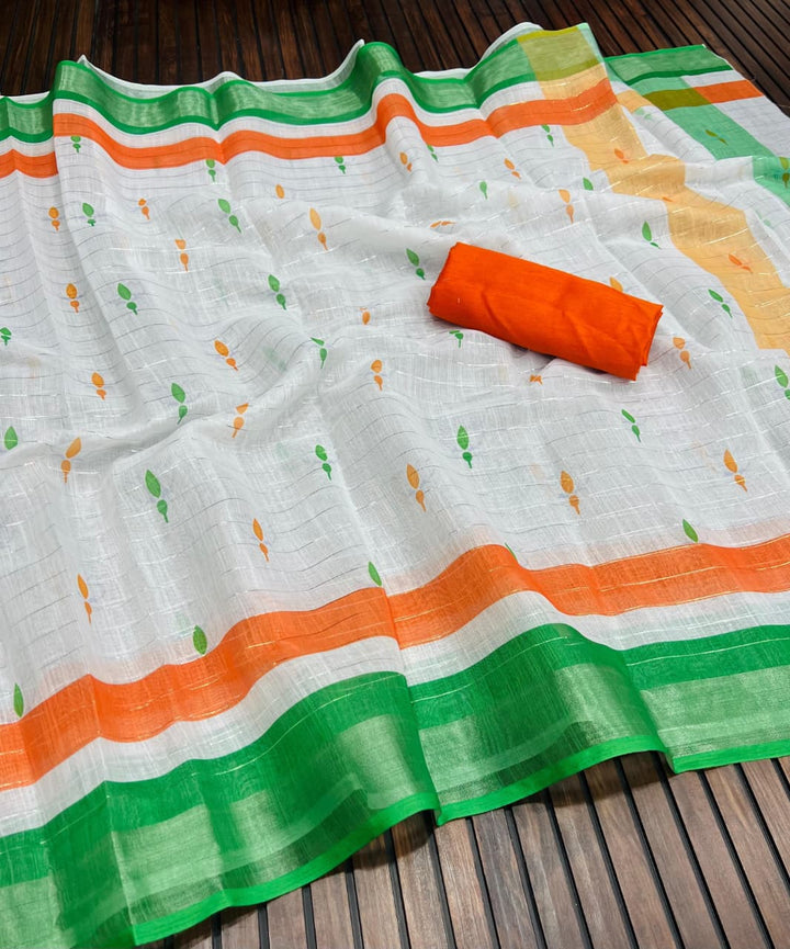 Tiranga Grace Semi Linen Saree (Independence Day Special)