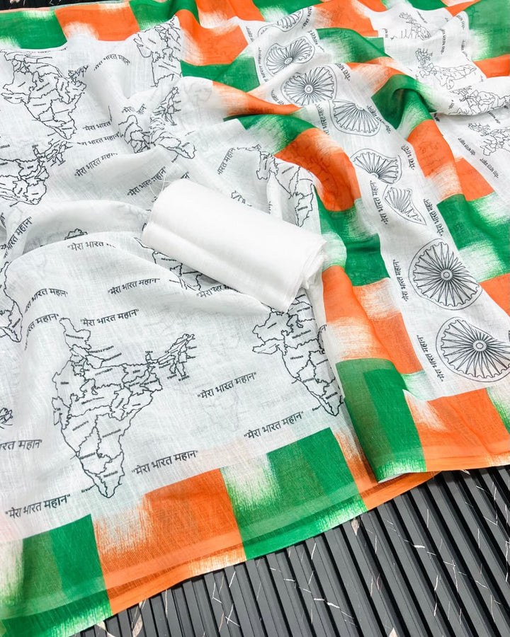 Tiranga Grace Semi Linen Saree (Independence Day Special)