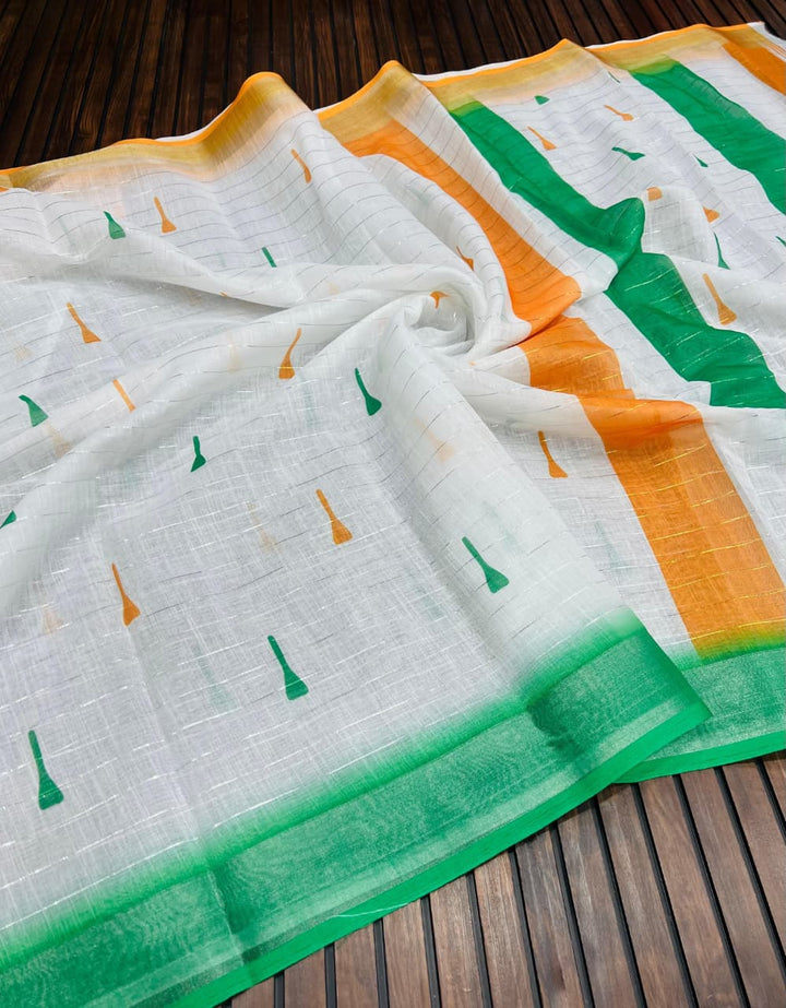 Tiranga Grace Semi Linen Saree (Independence Day Special)