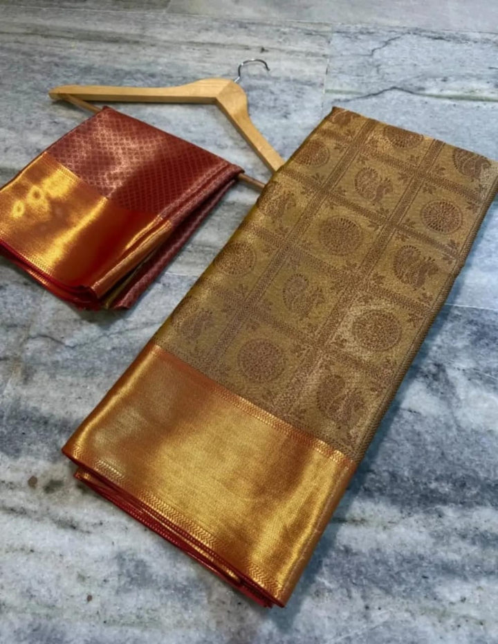 Rajkanak Banarasi Semi Katan Silk saree