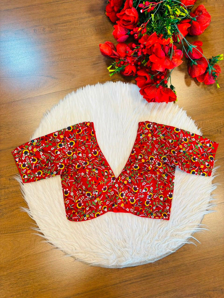 Vine Of Flower Embroidery - Designer Blouse
