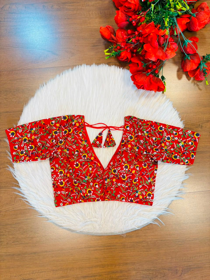 Vine Of Flower Embroidery - Designer Blouse