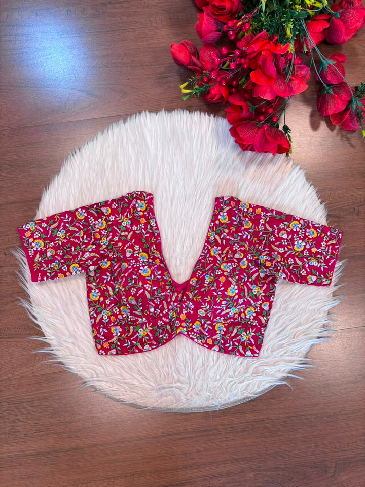 Vine Of Flower Embroidery - Designer Blouse