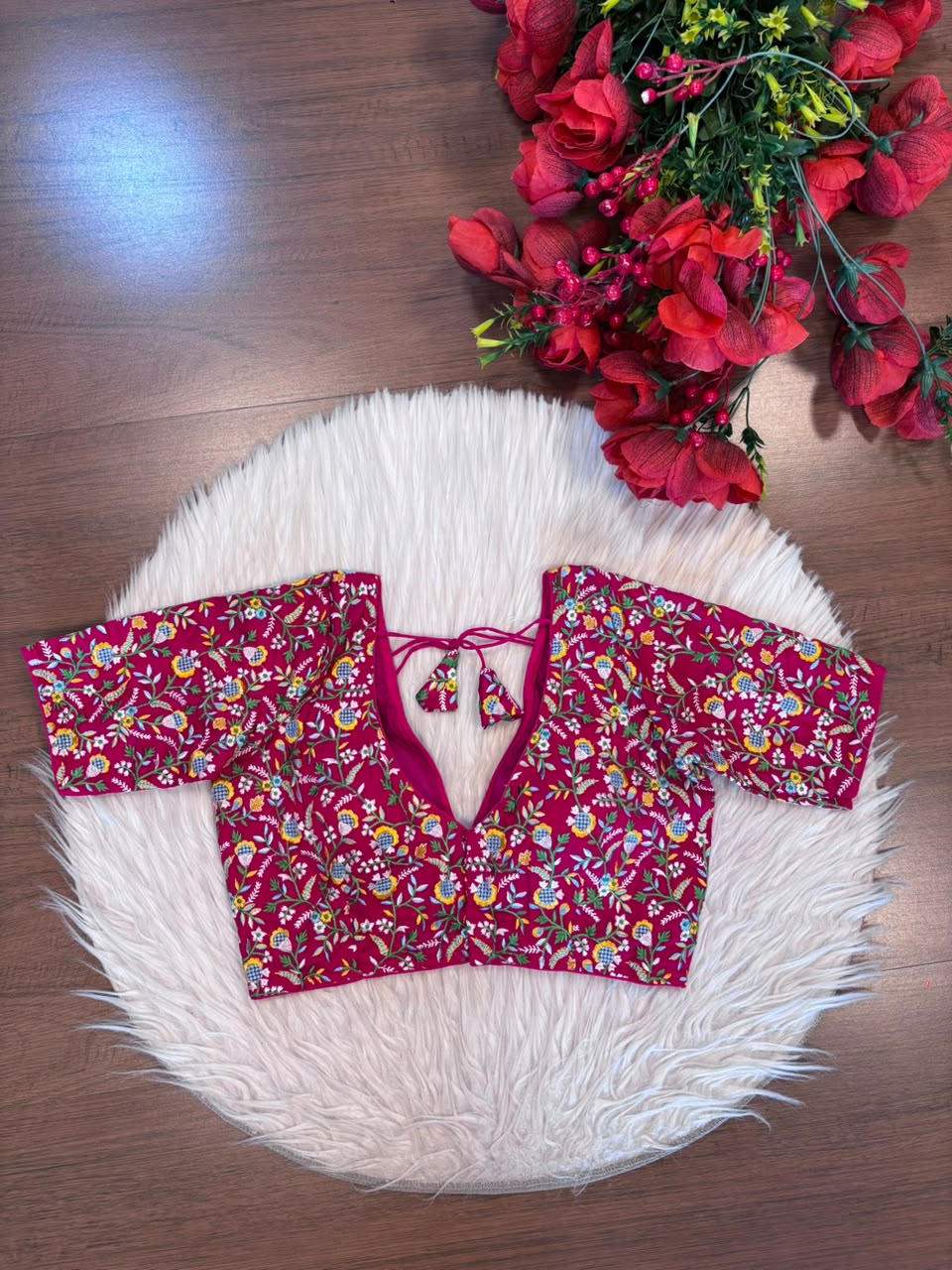 Vine Of Flower Embroidery - Designer Blouse