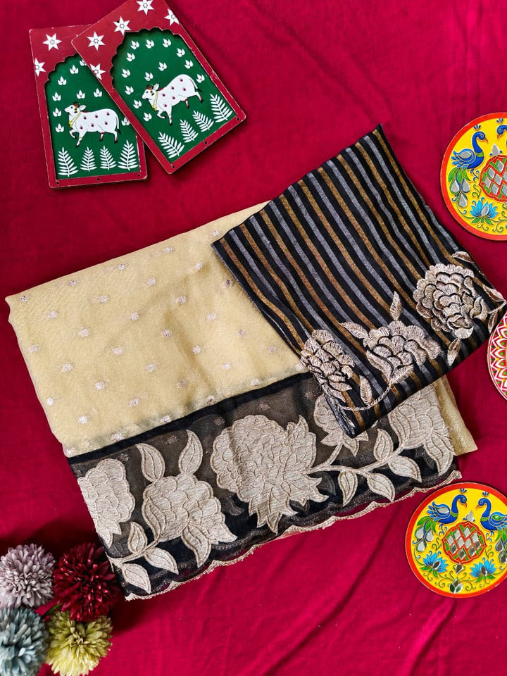 Soft Sand Gold Tissue Silk Saree