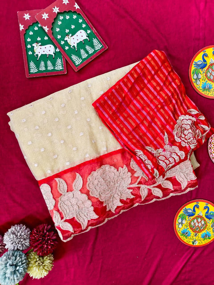 Soft Sand Gold Tissue Silk Saree